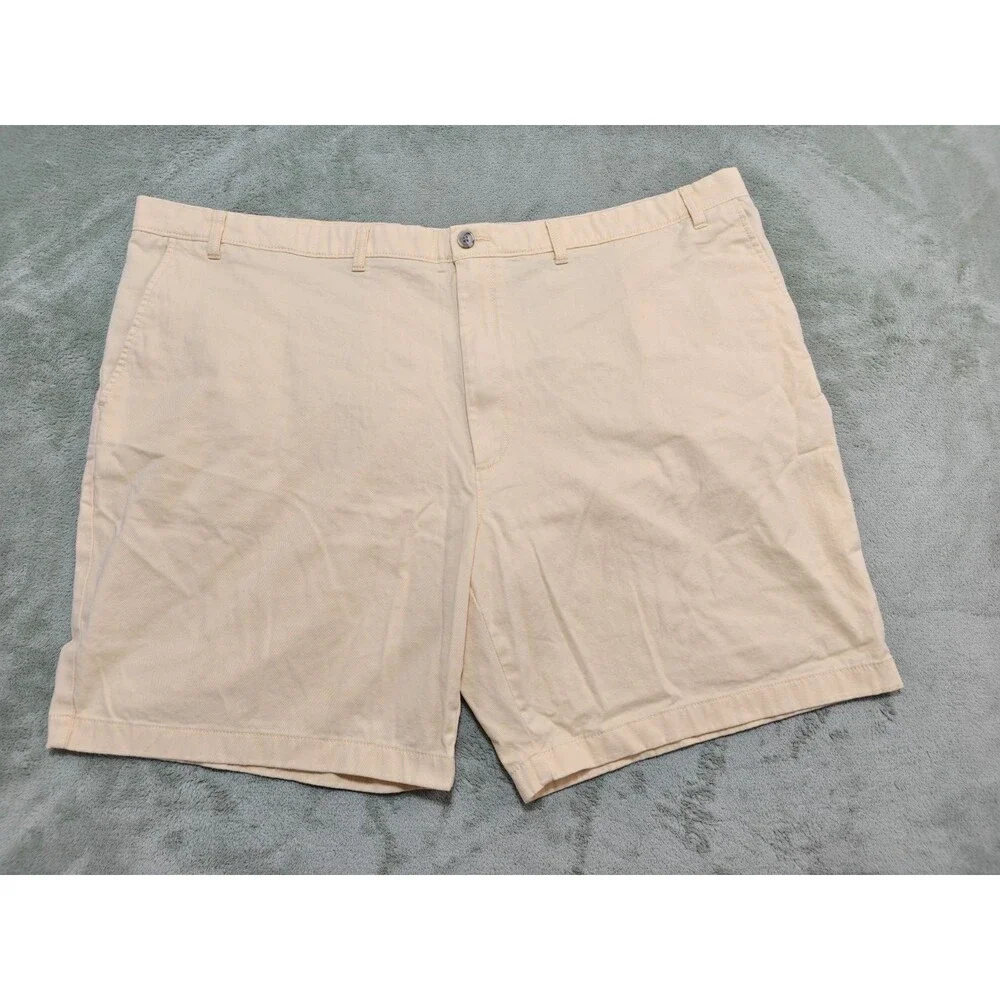 Roundtree & Yorke Mens Sz 50 Chino Shorts Light Yellow Stretch Flat Front Casual
